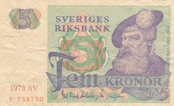 5  Korona  1978  Svédország   A képen látható állapotban