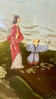 Antique Painted Japanese Wooden Screen, Chinese, Eastern, Asian