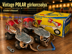 Vintage POLAR-Werke állítható fém görkorcsolya pár eredeti dobozzal – 1960-as évek
