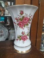 Német,Germany Retsch & Co 1950-60,Kézi Festett,Aranyozott Rózsa Mintás Váza.17 cm.