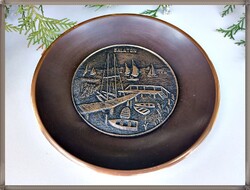 Retro, Art Crafts, Balaton, Red Copper, Bronze, Wall Plate, Wall Decoration