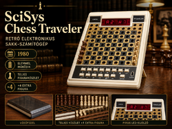 SciSys Chess Traveler 1980 retró elektronikus sakk-számítógép, teljes készlettel