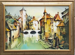Fassel Ferenc (1915-2009) : Vasárnap délután, 50x70 cm.