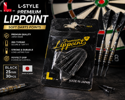 L-Style Premium LipPoint fekete soft darts hegy 2BA – 30 db, új bontatlan