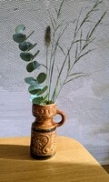 Vintage német kerámia kancsóváza dombormintával - 19 cm