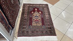 4219 Álomszép Török Kaiseri kézi  perzsa selyem szőnyeg 86X126CM