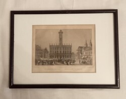 Budapest City Hall steel etching 1860, Hunfalvy Rohbock!