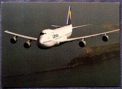 Lufthansa Boeing 747-200  repülőgép    -  retro képeslap