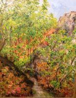 ORIGINAL Colorful SZEGEDY-MASZÁK LEONA / 1874- / PAINTING: HEGYI PATAK