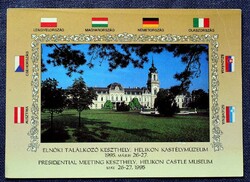 Közép -Európai elnökök csúcstalálkozója 1995 / Keszthely  -  retro  emlék képeslap országzászlókkal