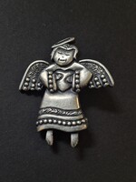 Vintage angyalkás bross, 4,2 x 4,8 cm