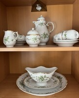 Hollóházi Porcelán Étkészlet - Erika 57 részes, 6 személyes, hibátlan, eredeti 1 db leves tál, - 18