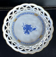 Régi ,Hibátlan Herendi áttört nagyméretű porcelán kosárka – Kék Apponyi