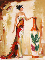Forma és sziluett - Shape and silhouette impresszionista akrilfestnény papíron 40x30cm
