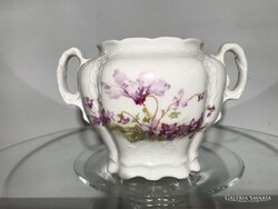 ANTIK - PORCELÁN - CUKORTARTÓ - KÉT OLDALÁN MINTÁS - OSZTRÁK - 15 x 11 x 10 cm