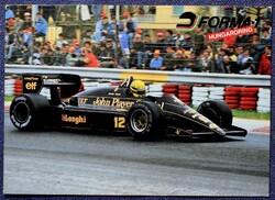 Ayrton Senna / Forma-1/ Lotus , Renault EF15 turbo versenyautó    -  retro képeslap