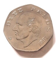 Mexikó nagy méretű 10 peso 1981 (N2)