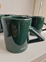 3db hibátlan sötétzöld Douwe Egberts (DE) porcelán bögre háromszögű füllel