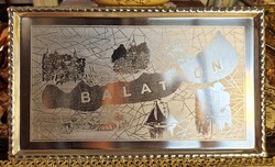 Balaton souvenir tray aluminum retro Balaton souvenir 37.2 x 22.2 cm, very good condition preserved