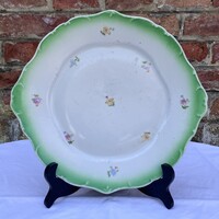 Régi Hollóházi porcelán virágos süteményes tál - kínáló tál - tányér - tál