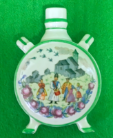 Zsolnay miniatűr kerámia kulacs (7,5×5 cm) – mintával, hibátlan