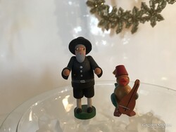 EMBER + MADÁR - FA - 7 x 3 cm - 4 x 4 cm - OSZTRÁK - HIBÁTLAN