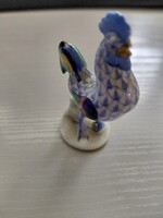 Pikkelymintás,kék színű herendi porcelán kakas 7 cm
