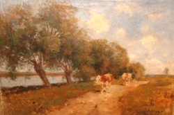 GARANTÁLTAN EREDETI CSODÁS OLGYAY FERENC /1872- / : TEHENEK A VÍZPARTON