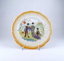2A603 Keleti mintás gésás Zsolnay porcelán kínáló tál tortatál 24.5 cm