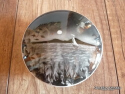 Régi Drasche porcelán bonbonier balatoni vitorlással