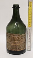 "Finom Tea-Rum, Budapesti Szesz-Élesztő- és Likőrgyár, CCA 1/2 L" címkés olajzöld rumosüveg (3925)