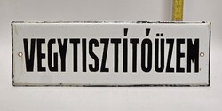 "Vegytisztítóüzem" tájékoztató zománctábla (3928)