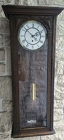 Antik Gustav Becker falióra, egysúlyos, eredeti állapotban, szép tölgyfa tokban