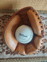Rare Vintage Baseball Set: Pan Pacific Co. Catcher’s Mitt + Wilson Leather Ball