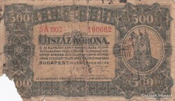 500 Korona 1923    A képen látható állapotban