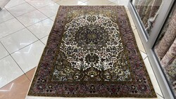 4577 Iráni Kirman Kézi Gyapjú Perzsa Szőnyeg SELYEMMEL 122X185CM