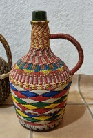 Retro kézzel font műanyag huzatos demizson / dekoráció  30cm