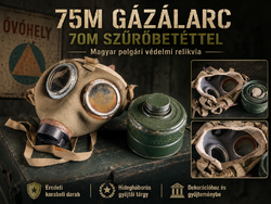 75M magyar polgári védelmi gázálarc 70M szűrőbetéttel – hidegháborús retró