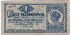 1 Korona 1920  A képen látható Szép állapotban