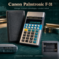 Canon Palmtronic F-31 vintage VFD számológép 1976–77, működő, eredeti tokkal