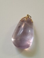 Nagyméretű rózsakvarc medál, függő, 3,5 cm