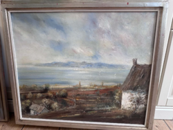 Hunyady István (1939–2024) – Vízparti tájkép, olajfestmény, szignált – 60×70 cm