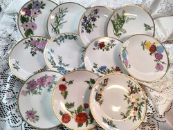 11 DARABOS BAVARIA, VIRÁGMINTÁS PORCELÁN DESSZERTES TÁNYÉROK