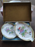 Herendi Viktória (VBO) porcelán hamutál + kis tálka díszdobozban – Hibátlan!