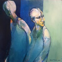 Kovács Tamás Vilmos - Ketten 70 x 70 cm olaj, farost 2015