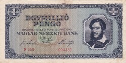 1.000.000  Pengő  1945  ( Alacsony Sorszám ) A képen látható állapotban