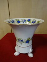 Hollóházi porcelán, szeder mintás, három lábú váza, magassága 16 cm. Jókai