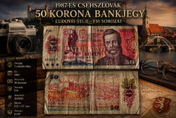 1987 Csehszlovák 50 korona bankjegy – Ľudovít Štúr, F16 sorozat, eredeti