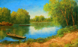 Akciós ár: Lantos György: Tiszapart 25x40 cm
