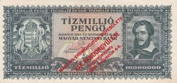 10.000.000   Pengő  Felülbélyegzéssel  1945  A képen látható  szép állapotban